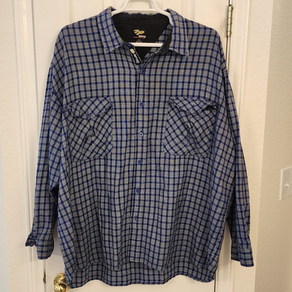 Impaq Blue / Black / White Plaid Button-Up Shirt – 5XL – 100% Acrylic